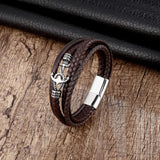 Stainless Steel Men's Leather Bracelet Multilayer DIY Custom Woven Anchor Rope