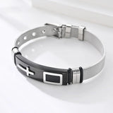 10mm Cross Prayer Mesh Bracelet Stainless Steel Strap Watch Belt Chain Wrist Ban