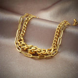 Stainless Steel Double Layer Roman Shell Crystal Bracelet