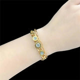 Stainless Steel Double Layer Roman Shell Crystal Bracelet