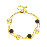 Stainless Steel Minimalist Zircon Disc Double Layer Chain Bracelet