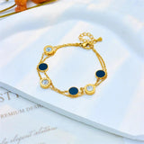 Stainless Steel Minimalist Zircon Disc Double Layer Chain Bracelet