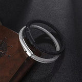 Stainless Steel Leather Rope Chain Men's Bracelet