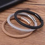 Stainless Steel Leather Rope Chain Men's Bracelet