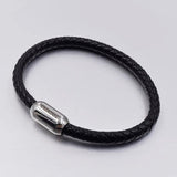 Men's Stainless Steel Clasp Leather Bracelet