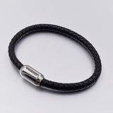 Men's Stainless Steel Clasp Leather Bracelet
