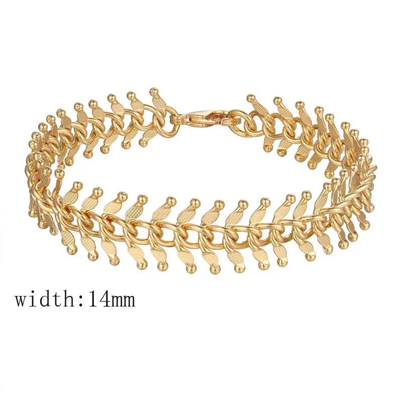 Men Women Wide Chunky Yellow Link Sheet Bracelet Chain