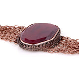 Red Copper Plating Large Resin Stone Bracelet for Women