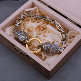 Viking Wolf Head Men's Bracelet Stainless Steel Jewelry Gift