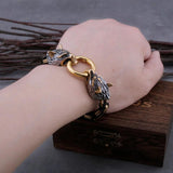 Viking Wolf Head Men's Bracelet Stainless Steel Jewelry Gift