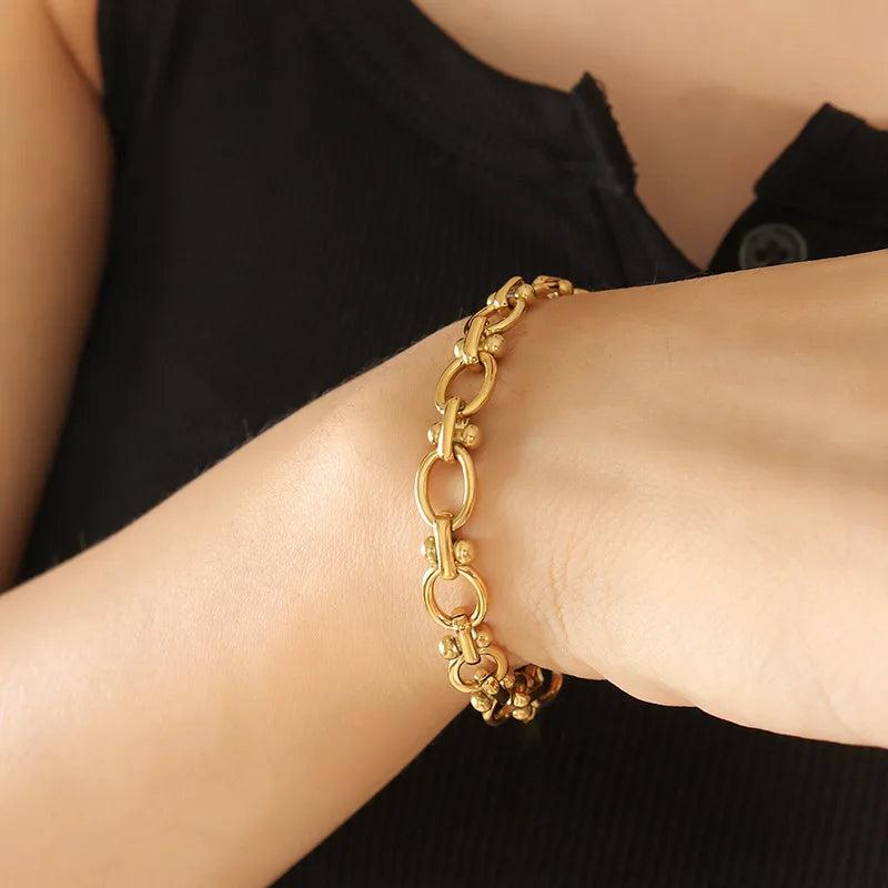 Thick Chain Couple Bracelet Stainless Steel Jewelry Gift