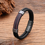 Braided Leather Men's Bracelet with Stainless Steel Buckle
