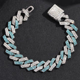Punk Hiphop Cuban Chain Bracelet Bling Rhinestone Prong Cuban 14MM