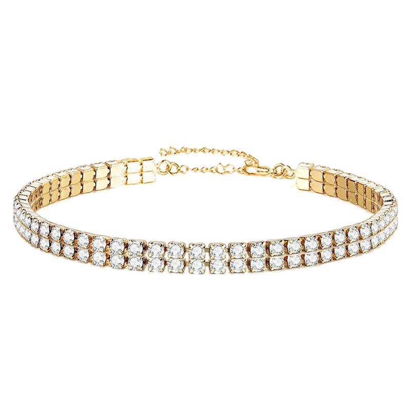 Double Row Crystal Tennis Bracelet for Women