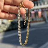 Double Row Crystal Tennis Bracelet for Women