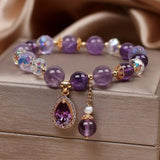 Natural Amethyst Water Drop Bracelet Energy Healing Jewelry