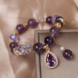 Natural Amethyst Water Drop Bracelet Energy Healing Jewelry