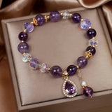 Natural Amethyst Water Drop Bracelet Energy Healing Jewelry