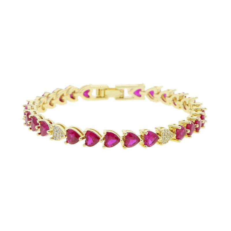 Love Heart Cz Tennis Bracelet with Zircon & Turquoise Plating