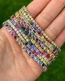 Love Heart Cz Tennis Bracelet with Zircon & Turquoise Plating