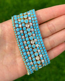 Love Heart Cz Tennis Bracelet with Zircon & Turquoise Plating