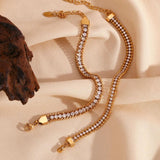 Round Bead Woven Zircon Bracelet 18K Plated Stainless Steel Jewelry