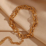 Oval Flower Chain Bracelet 18K Plated Hand Jewelry