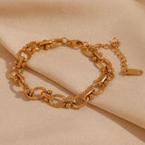 Oval Flower Chain Bracelet 18K Plated Hand Jewelry