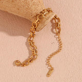 Oval Flower Chain Bracelet 18K Plated Hand Jewelry