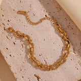 Oval Flower Chain Bracelet 18K Plated Hand Jewelry