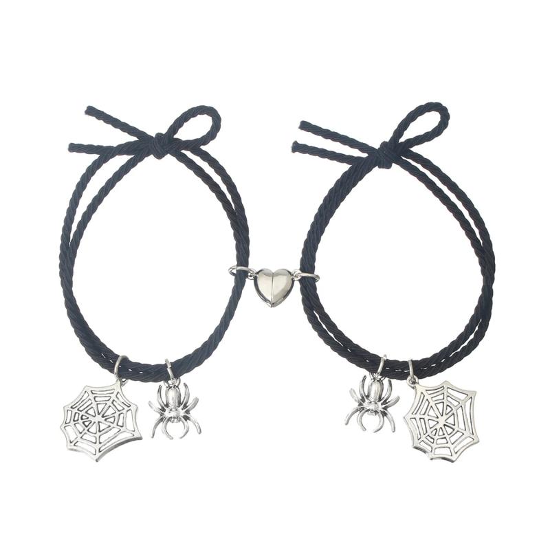 2Pcs Halloween Spider Love Magnetic Couple Bracelet Festive Jewelry