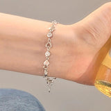 Zircon Heart Chains Bracelet Silver Hollow Heart INS Y2K Style Bracelet