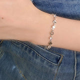 Zircon Heart Chains Bracelet Silver Hollow Heart INS Y2K Style Bracelet
