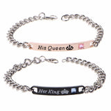 Stainless Steel Couple Bracelets His Queen Her King