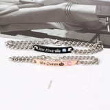 Stainless Steel Couple Bracelets His Queen Her King