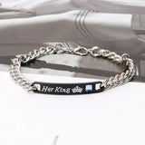 Stainless Steel Couple Bracelets His Queen Her King