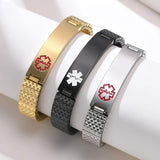 Stainless Steel Braided Star of Life Medical Care Sign Bracelet