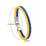 Ukrainian Flag Bracelet Holder with Leather Yellow Wristband