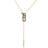 Tassels Pendant Choker Necklace Stainless Steel Collar Cubic Zirconia