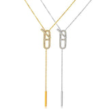 Tassels Pendant Choker Necklace Stainless Steel Collar Cubic Zirconia