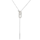 Tassels Pendant Choker Necklace Stainless Steel Collar Cubic Zirconia