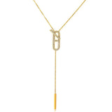 Tassels Pendant Choker Necklace Stainless Steel Collar Cubic Zirconia
