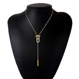 Tassels Pendant Choker Necklace Stainless Steel Collar Cubic Zirconia