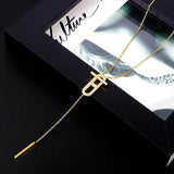 Tassels Pendant Choker Necklace Stainless Steel Collar Cubic Zirconia