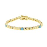 Geometric Square Zirconia Tennis Bracelet for Women with Plated Chain