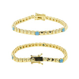 Geometric Square Zirconia Tennis Bracelet for Women with Plated Chain