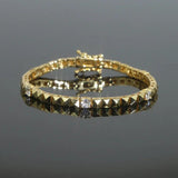 Geometric Square Zirconia Tennis Bracelet for Women with Plated Chain