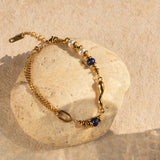 Glass Pearl Lapis Lazuli Water Drop Bracelet Women