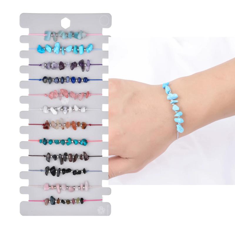 12pcs Crystal Bracelet Natural Stone Bead Chip Jewelry Rose Quartz Wristband