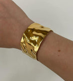 Uworld Textured Cuff Bracelet Stainless Steel Adjustable Bangle